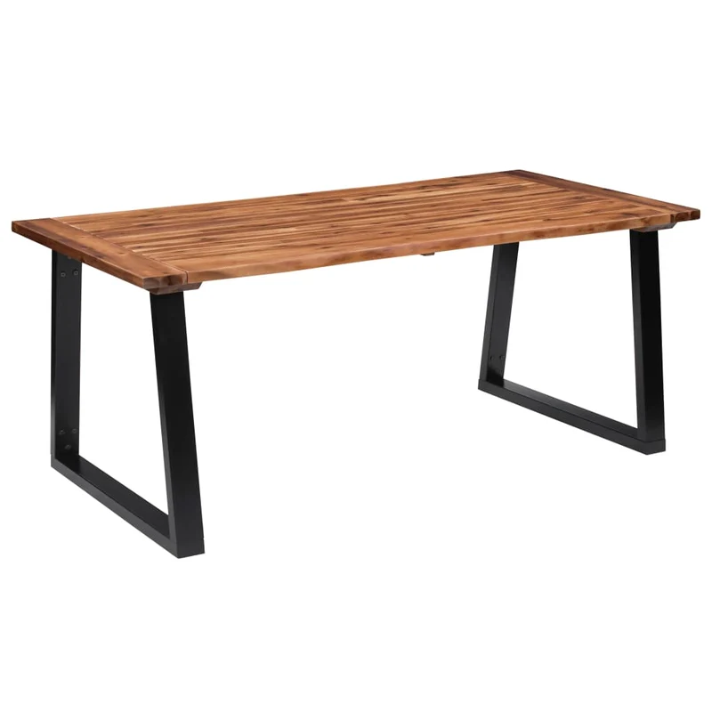 Table de salle à manger design industriel 180 x 90 cm bois d'acacia massif avec finition à l'huile et métal DEC036778