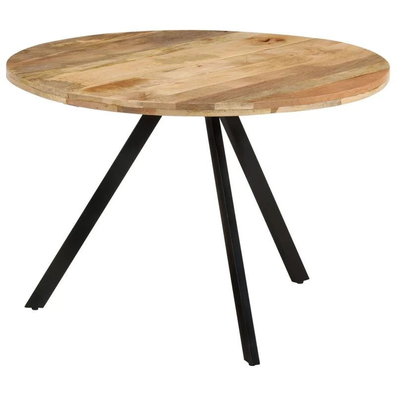 Table de salle à manger design industriel moderne 110 x 75 cm bois de manguier massif et fer DEC036653