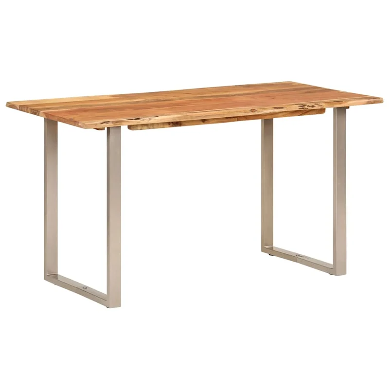 Table de salle à manger design industriel 140 x 70 x 76 cm bois d'acacia et acier DEC036602