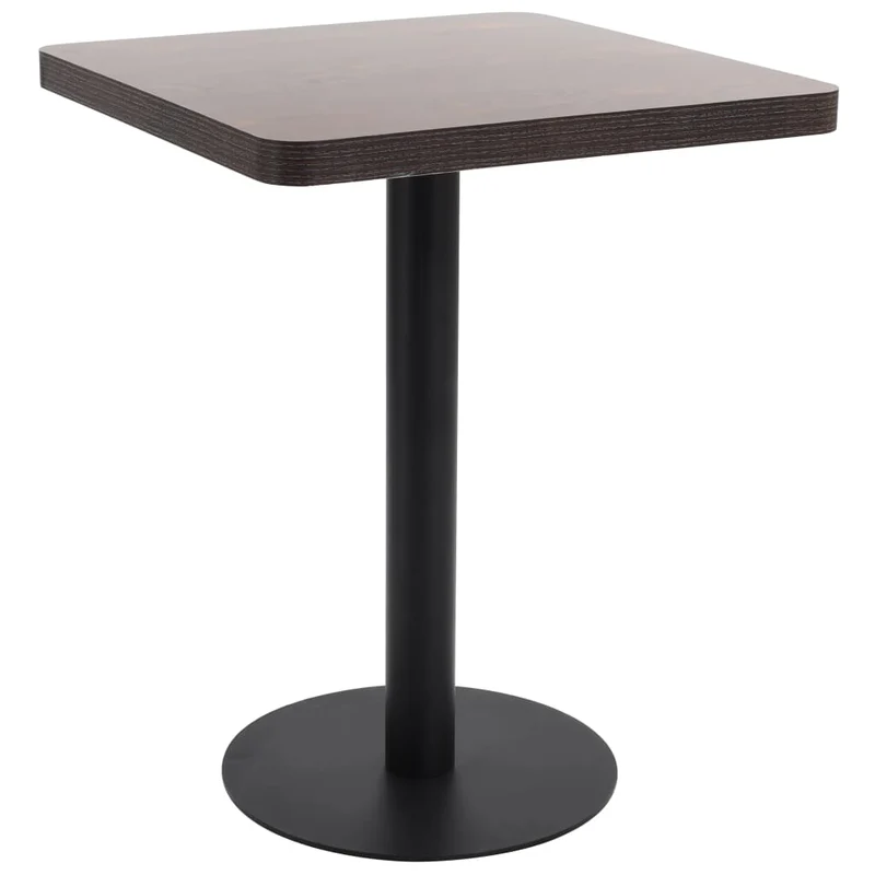 Table d'appoint auxiliaire table de bistro 60 x 60 cm MDF marron foncé et acier noir DEC036575