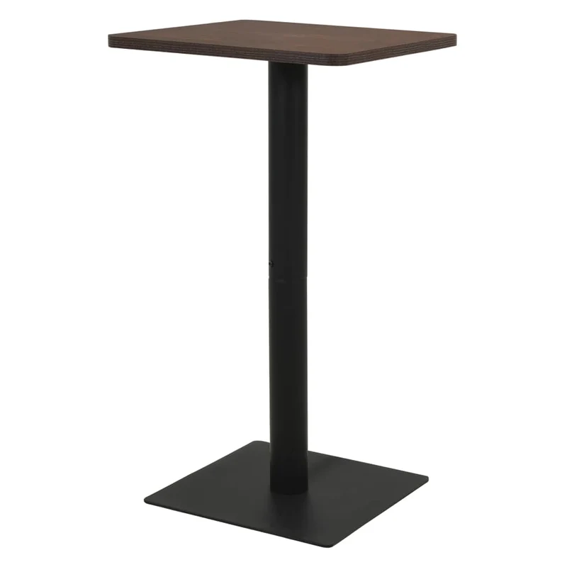 Table d'appoint auxiliaire table haute 50 x 50 x 107 cm panneau de particules de mélamine marron et acier DEC036545