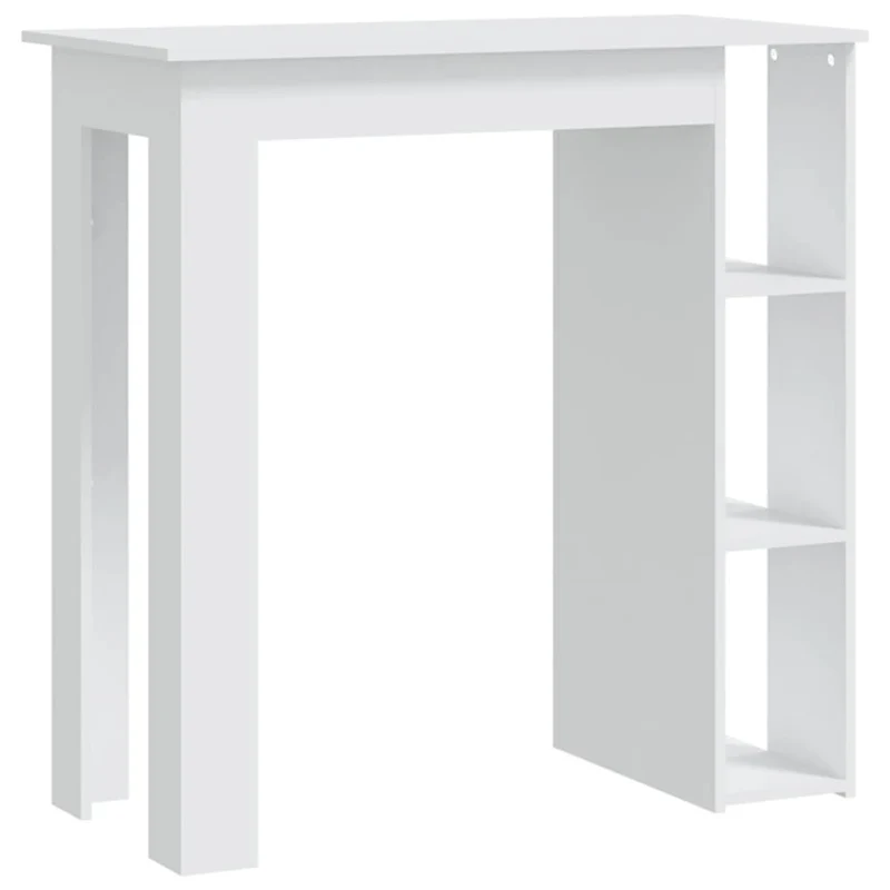 Table d’appoint multifonction table de bar avec étagère 102 x 50 x 103,5 cm bois d'ingénierie blanc DEC036448