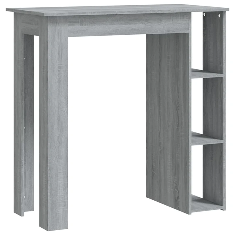 Table d’appoint multifonction table de bar avec étagère en bois d'ingénierie gris DEC036355