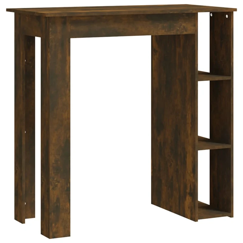 Table d’appoint multifonction table de bar avec étagère en bois d'ingénierie marron DEC036342