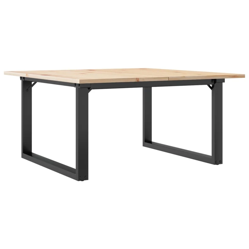 Table basse rectangulaire style industriel 80 x 80 x 45 cm bois de pin et acier DEC036249
