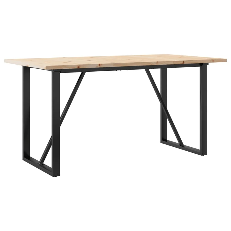 Table de salle à manger design industriel 140 x 80 x 75,5 cm bois de pin et acier DEC036783