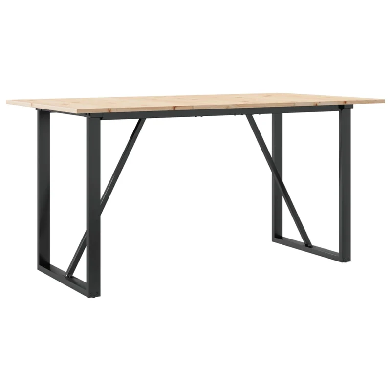 Table de salle à manger design industriel 140 x 80 x 75 cm bois de pin massif et acier DEC036782