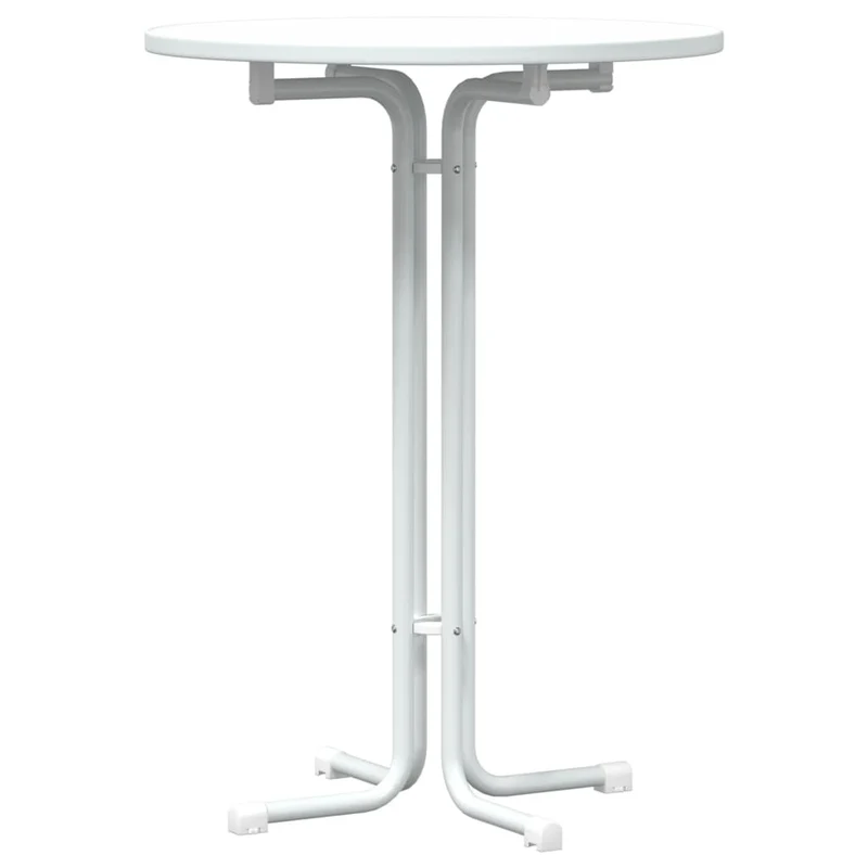 Table haute table d'appoint plateau pliable ø80 x 110 cm bois d'ingénierie et acier blanc DEC036777