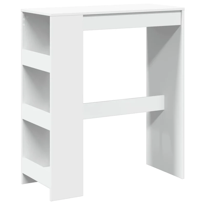 Table d’appoint multifonction table de bar avec étagères de rangement 90 x 40 x 103,5 cm bois d'ingénierie blanc DEC036454