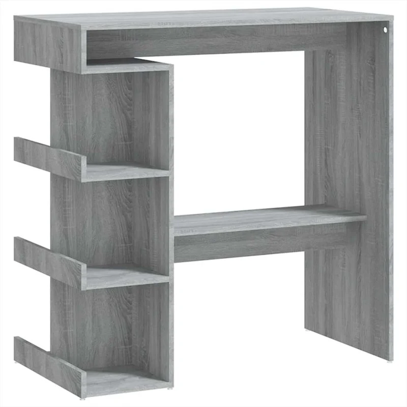 Table d’appoint multifonction table de bar avec étagère de rangement 100 x 50 x 101,5 cm bois d'ingénierie gris DEC036453