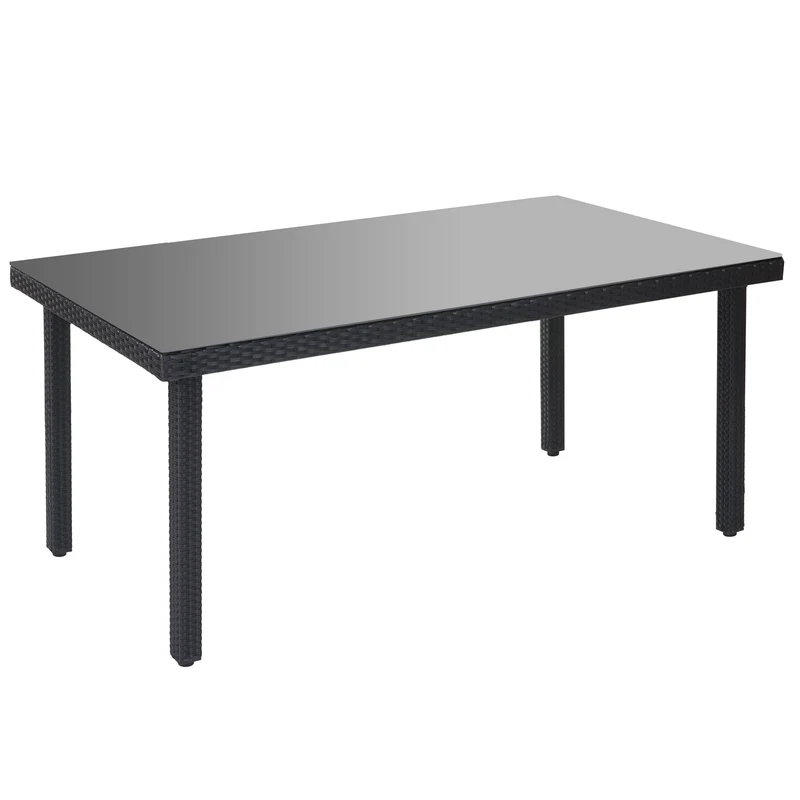 Table de jardin en polyrotin plateau verre fumé 160x90 cm anthracite 4 à 6 convives 04_0001762