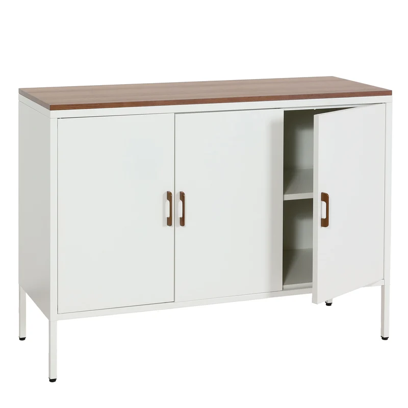 Commode métallique moderne 90x120 cm 3 portes avec étagères réglables 04_0006512