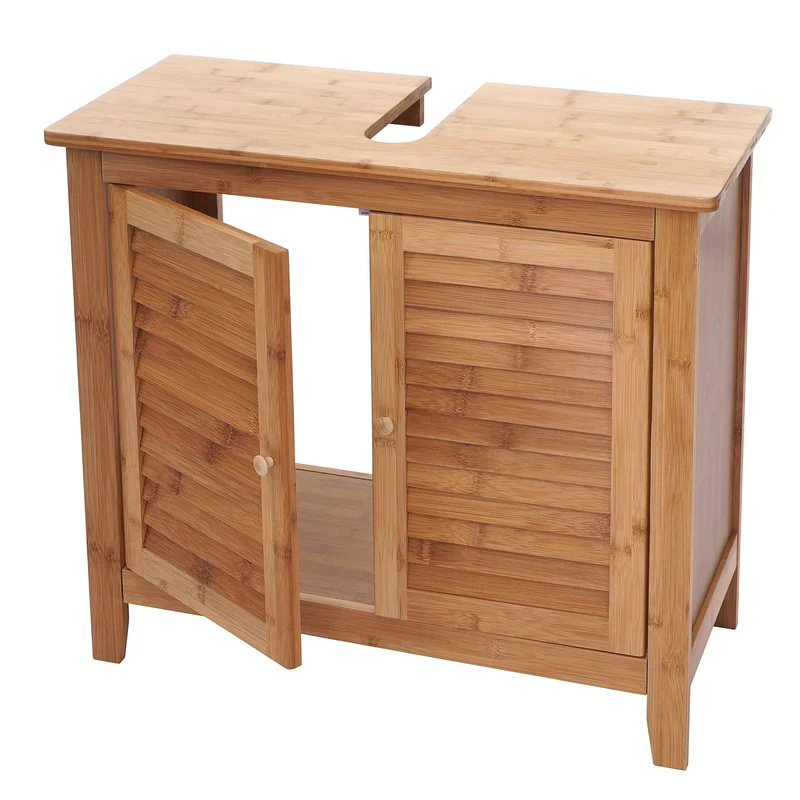 Meuble sous lavabo en bambou design pratique et élégant pour salle de bain 60x67x30cm 04_0001253