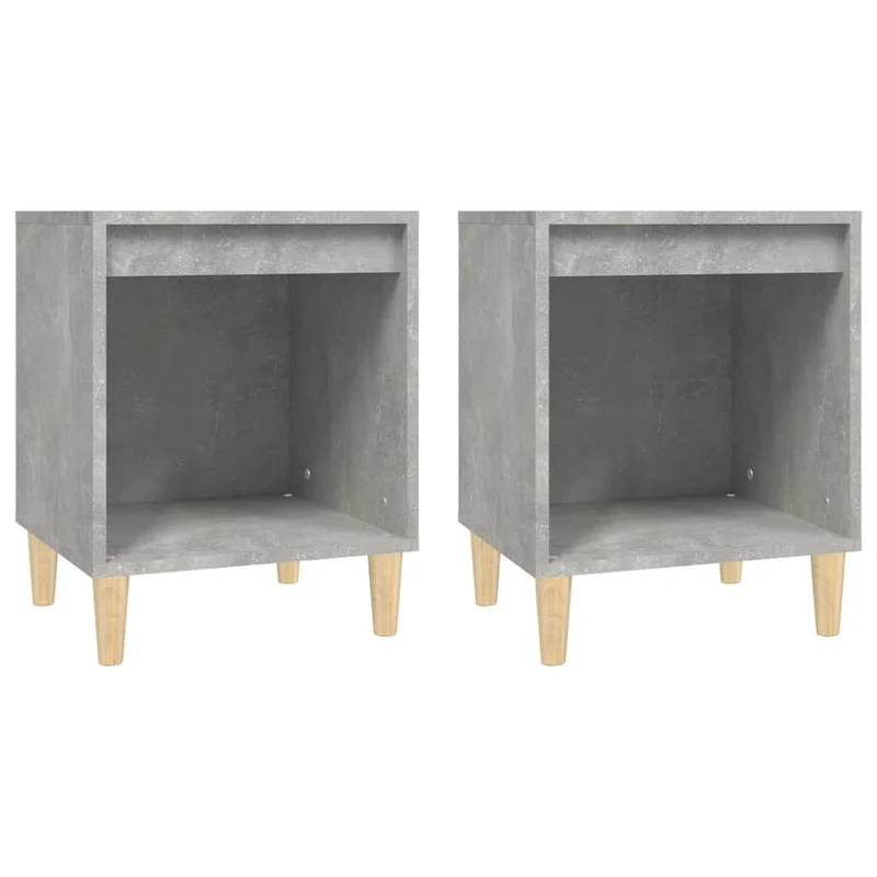 Lot de 2 tables de chevet avec compartiment ouvert 40 x 35 x 50 cm bois d'ingénierie gris DEC035361