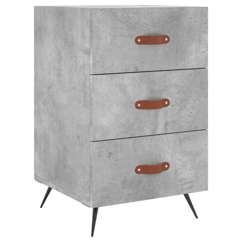 Table de chevet avec 3 tiroirs 40 x 40 x 66 cm bois d'ingénierie gris et fer DEC034031
