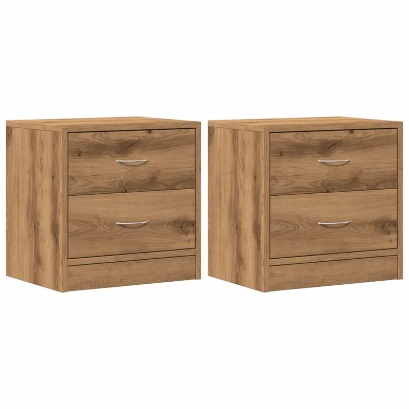 Lot de 2 tables de chevet avec deux tiroirs 40 x 30 x 40 cm en bois d'ingénierie couleur chêne DEC035056