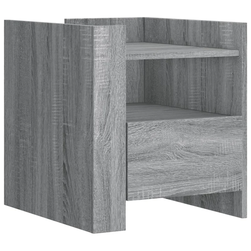Table de chevet avec étagère et tiroir 45 x 50 x 50 cm bois d'ingénierie gris DEC034672