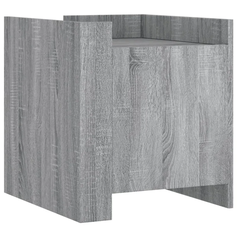Table de chevet avec compartiment avec porte 45 x 50 x 50 cm bois d'ingénierie gris DEC034671