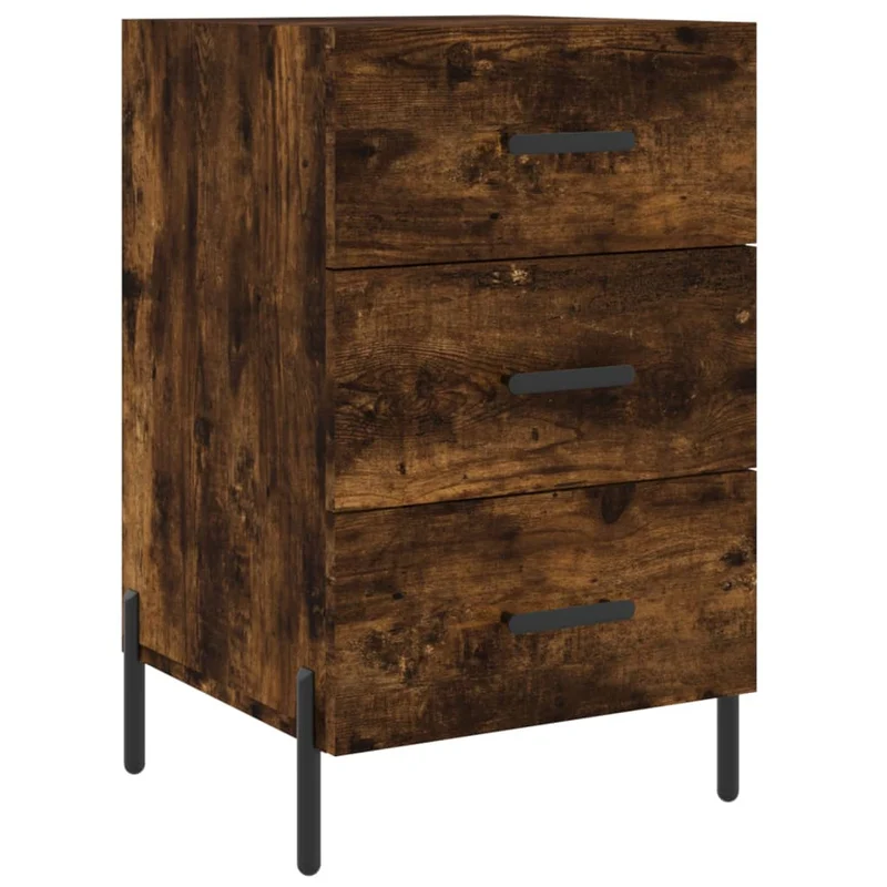 Table de chevet avec 3 tiroirs 40 x 40 x 66 cm bois d'ingénierie marron et fer DEC033623