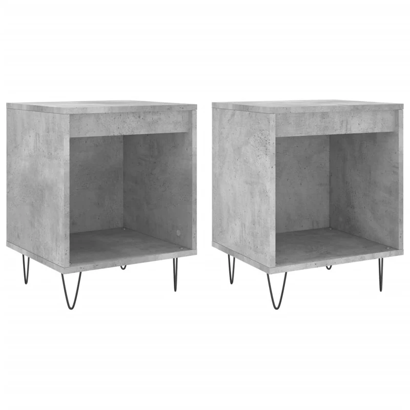 Lot de 2 tables de chevet avec compartiment ouvert 40 x 35 x 50 cm bois d’ingénierie gris et métal DEC035369