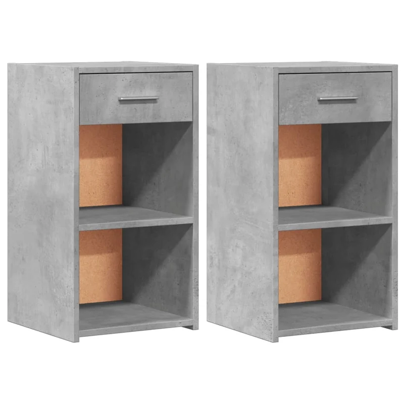 Lot de 2 tables de chevet avec compartiments ouverts et tiroir 35 x 34 x 65 cm bois ingénierie gris DEC035341