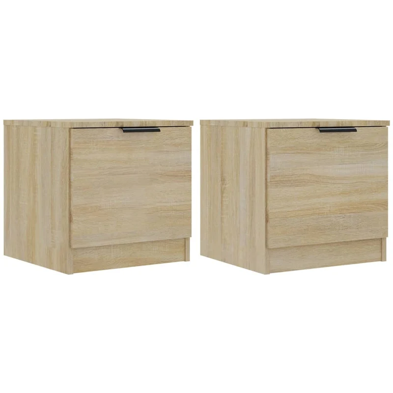 Lot de 2 tables de chevet avec compartiment avec porte 40 x 39 x 40 cm bois d'ingénierie couleur chêne DEC035267