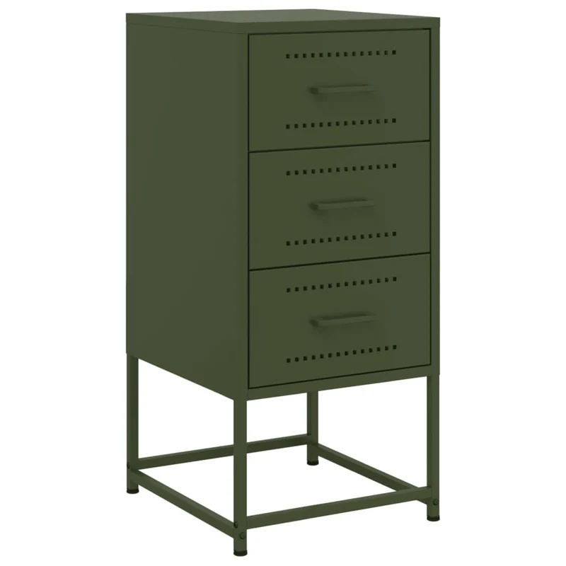Table de chevet avec 3 tiroirs 36 x 39 x 78 cm acier vert DEC034712