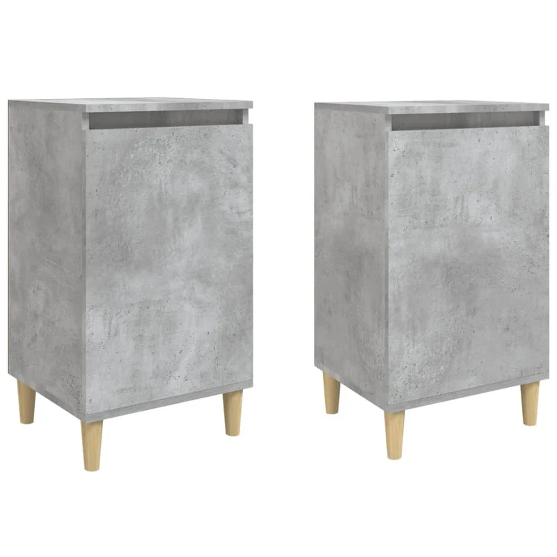 Lot de 2 tables de chevet avec étagères avec porte 40 x 35 x 70 cm bois d'ingénierie gris DEC035385