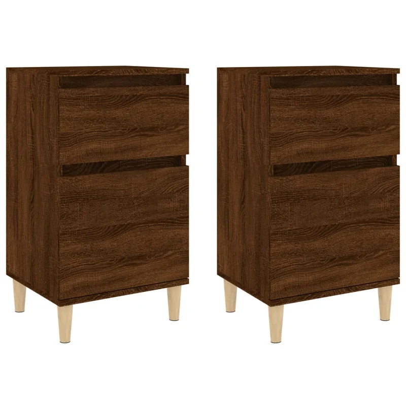Lot de 2 tables de chevet avec tiroir et compartiment avec porte 40 x 35 x 70 cm bois d'ingénierie marron DEC035198