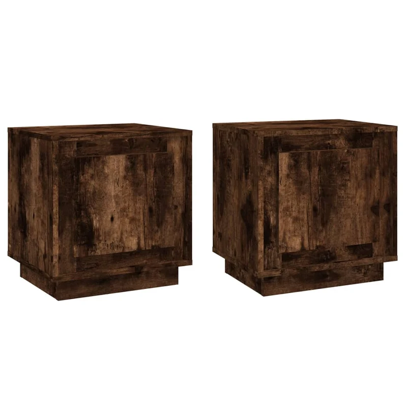 Lot de 2 tables de chevet avec compartiment avec porte 44 x 35 x 45 cm bois d'ingénierie marron DEC035141