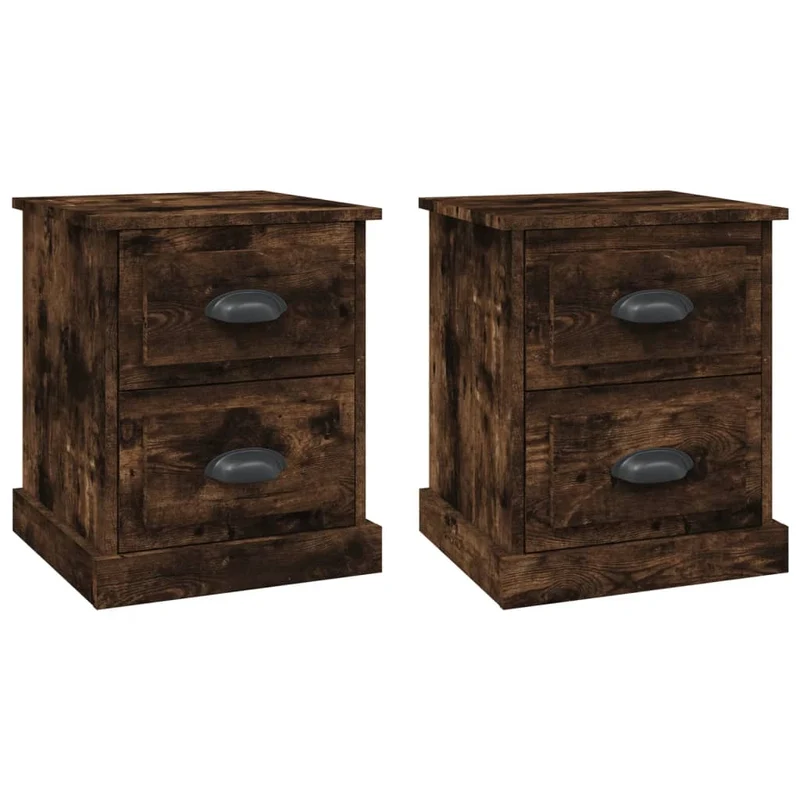 Lot de 2 tables de chevet avec deux tiroirs 39 x 39 x 47,5 cm bois ingénierie marron DEC035070