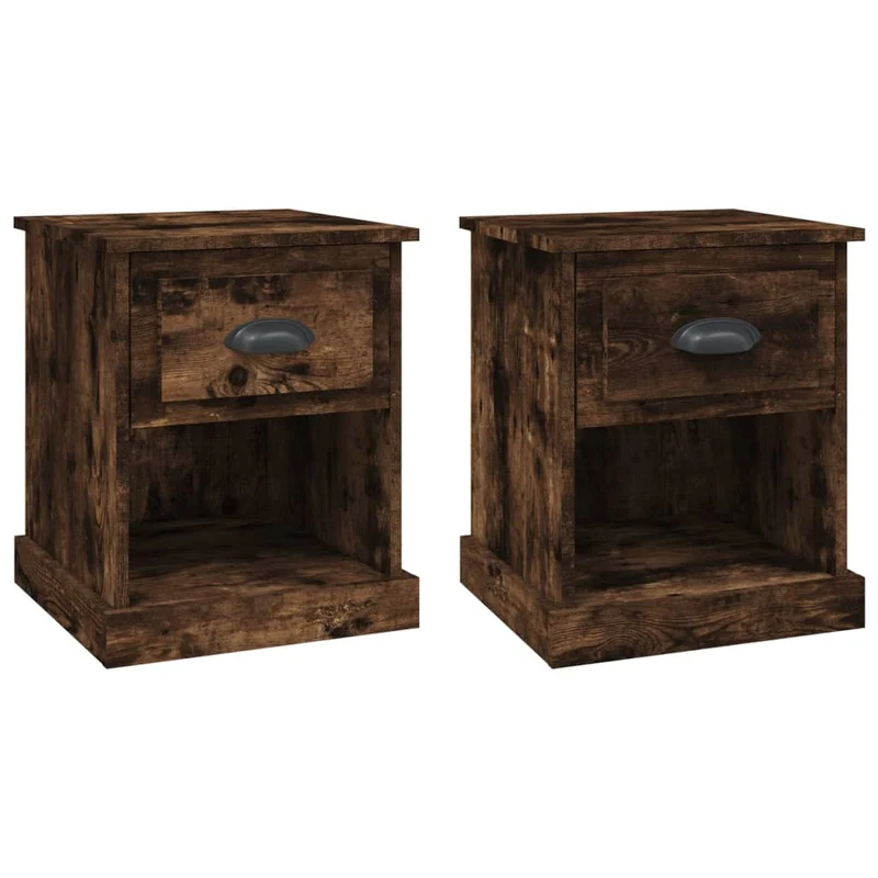 Lot de 2 tables de chevet avec tiroir et compartiment ouvert 39 x 39 x 47,5 cm bois ingénierie marron DEC035069
