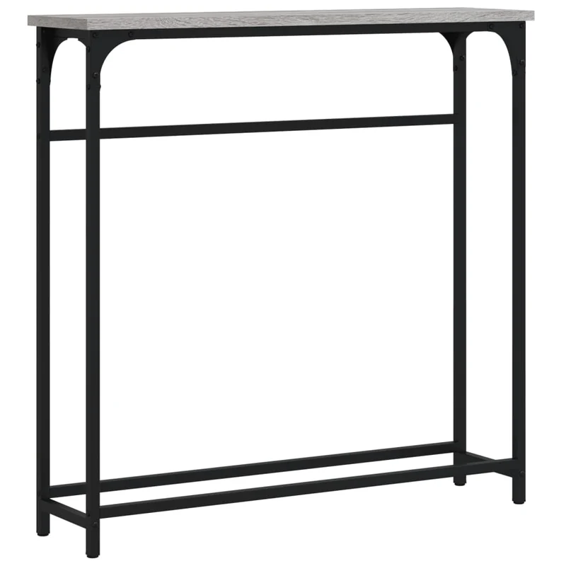 Table console meuble d'entrée 75 x 19,5 x 75 cm bois d'ingénierie gris et métal DEC032234