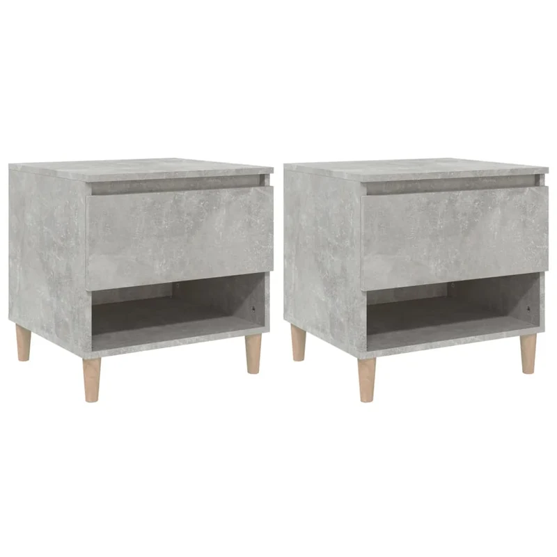 Lot de 2 tables de chevet avec tiroir et compartiment ouvert 50 x 46 x 50 cm bois d’ingénierie gris DEC035405