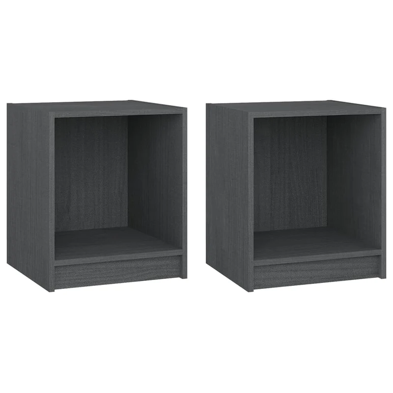 Lot de 2 tables de chevet avec compartiment ouvert 35,5 x 33,5 x 41,5cm bois de pin gris DEC035310