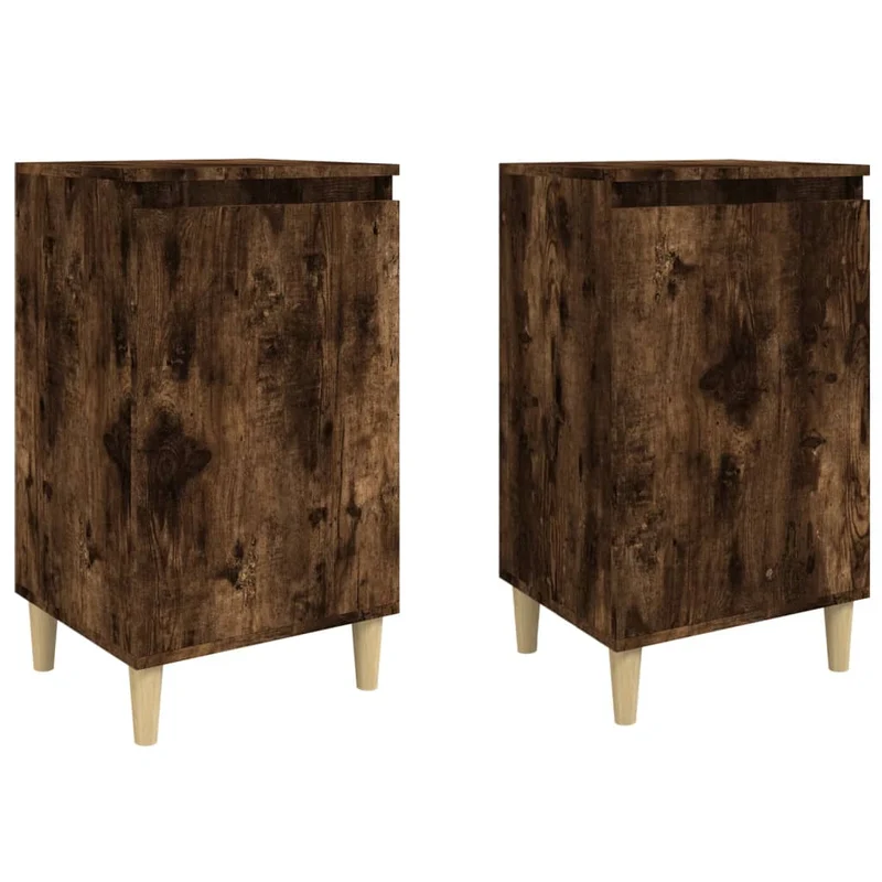 Lot de 2 tables de chevet avec compartiment avec porte 40 x 35 x 70 cm bois d'ingénierie marron DEC035111