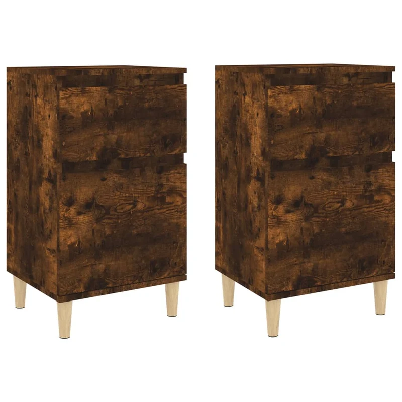 Lot de 2 tables de chevet avec tiroir et compartiment avec porte 40 x 35 x 70 cm bois d'ingénierie marron DEC035109