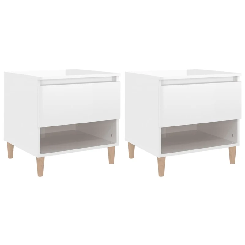 Lot de 2 tables de chevet avec tiroir et compartiment ouvert 50 x 46 x 50 cm bois d'ingénierie blanc DEC035036