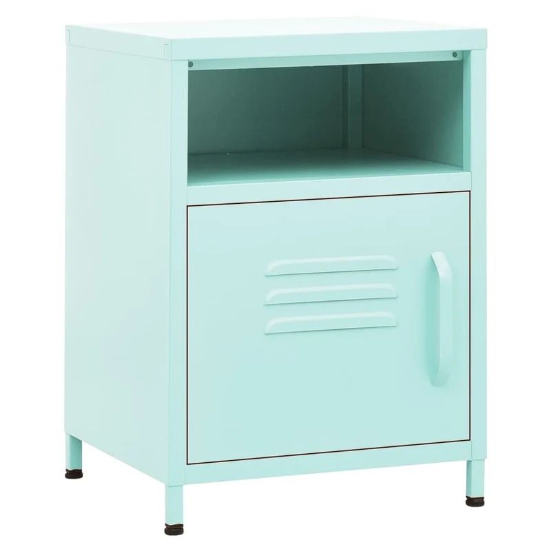Table de chevet avec compartiment avec porte et ouvert 35 x 35 x 51 cm acier couleur vert menthe DEC034692