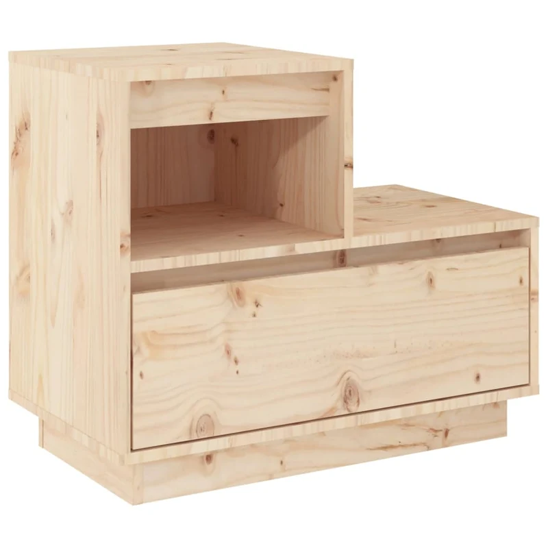 Table de chevet avec tiroir et compartiment ouvert 60 x 34 x 51 cm bois de pin non traité DEC033077