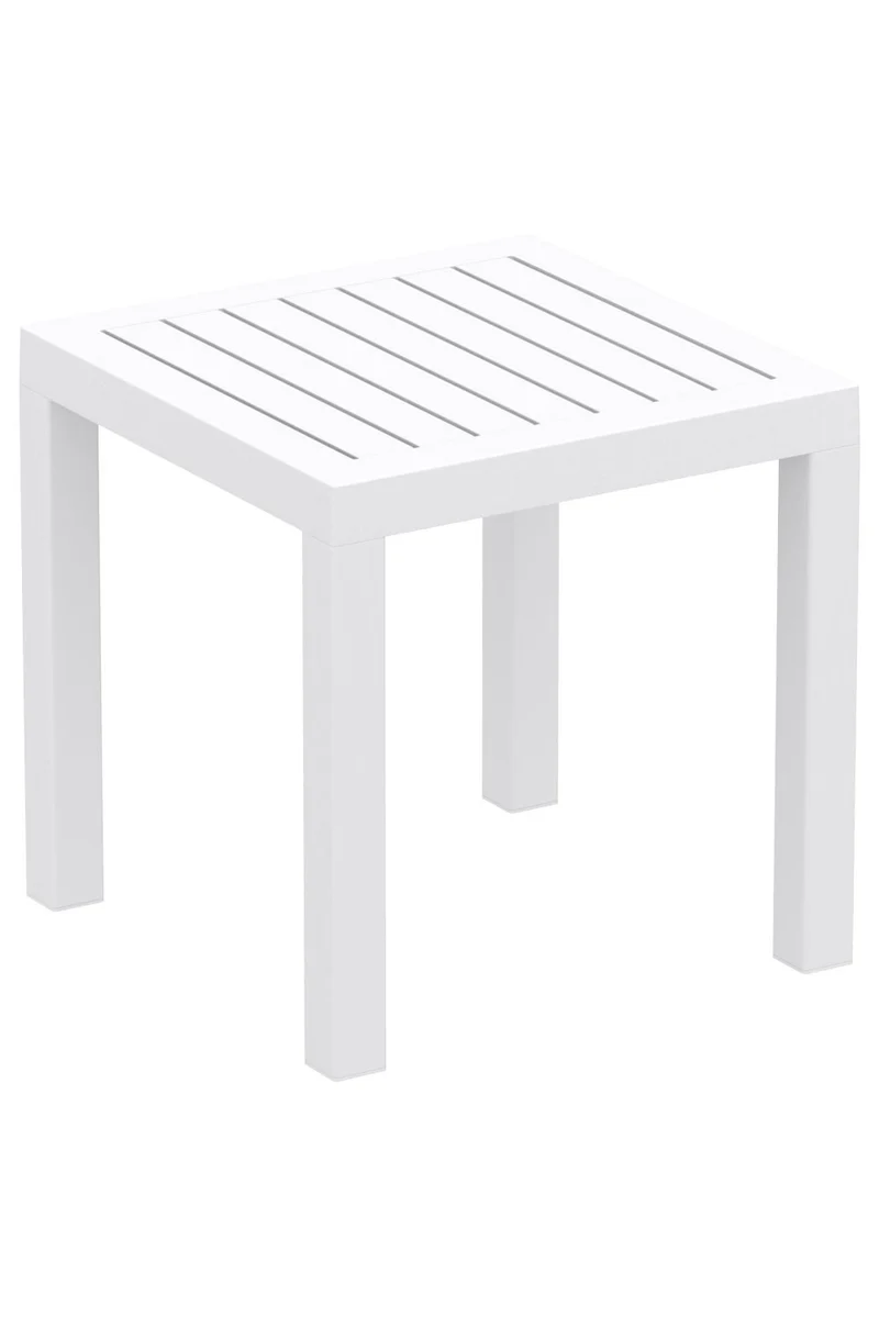 Petite table de jardin en plastique blanc résistante aux intempéries 45x45x45 cm MDJ10199