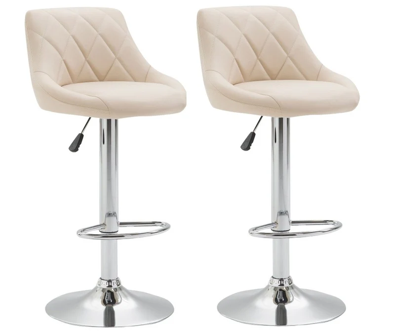 2x Tabourets de bar en synthétique crème pivotant avec repose-pieds TDB10079