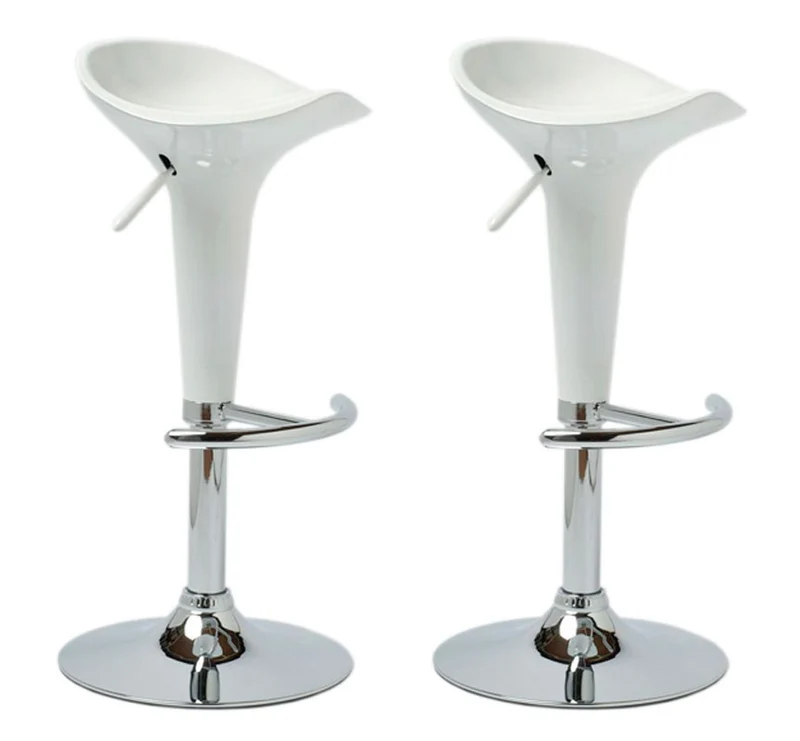 Lot de 2 tabourets de bar design blanc pivotant et hauteur réglable TDB10025