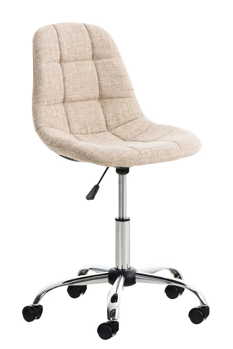 Tabouret chaise de bureau pivotante hauteur réglable tissu crème TABO10006