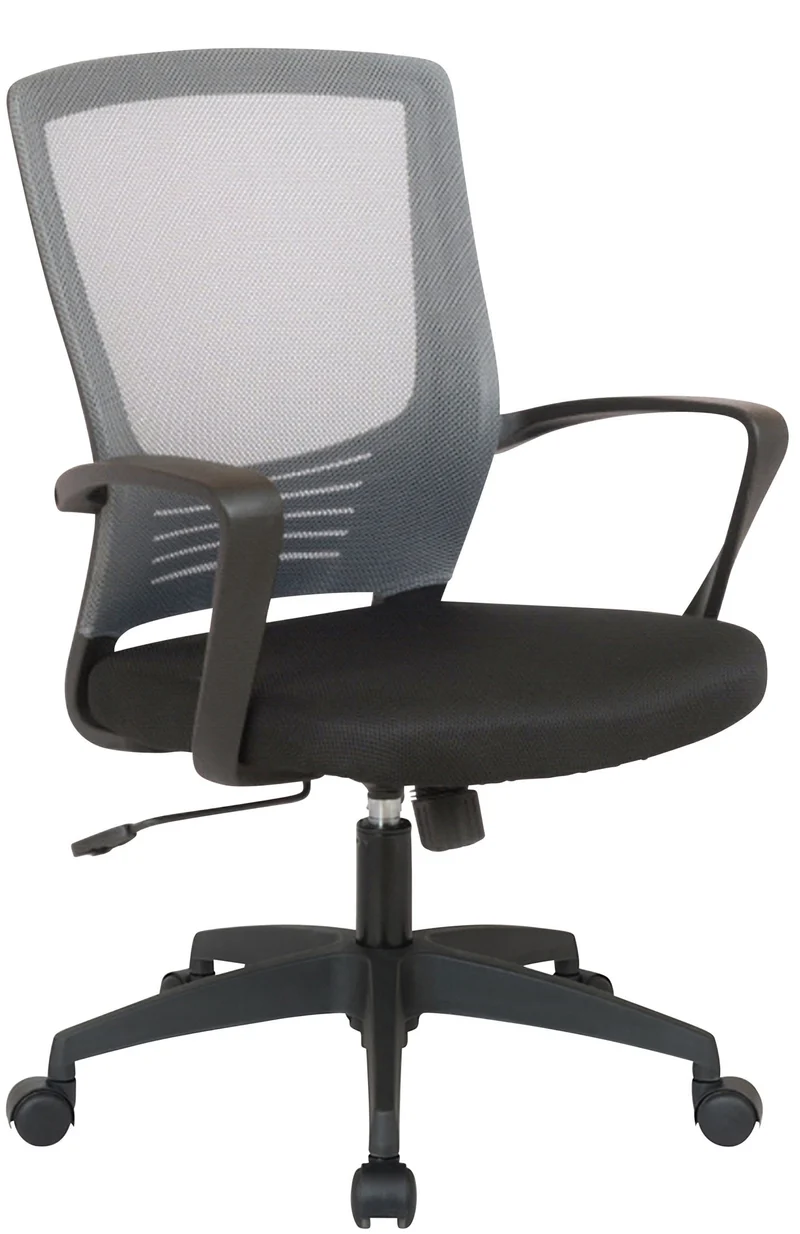 Chaise fauteuil de bureau sur roulettes en maille gris et noir réglable avec accoudoirs BUR10357