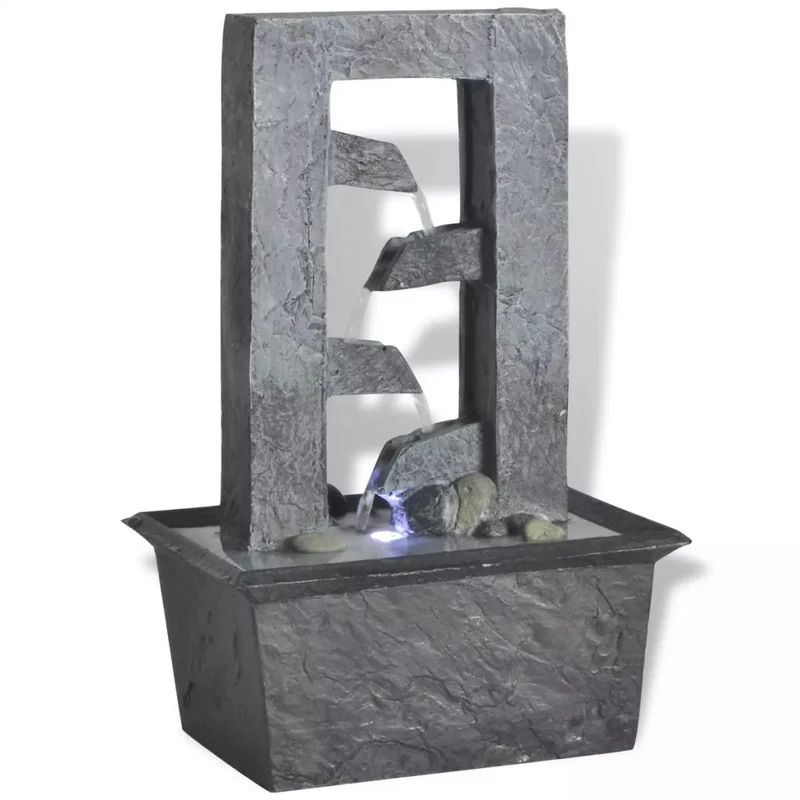 Fontaine d'intérieur avec lumière LED Poly-résine 15,8x11,8x24 cm DEC020758