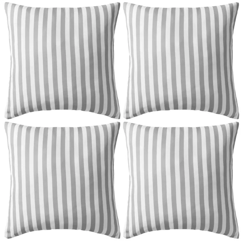 Lot de 4 coussins oreiller pour extérieur décoration jardin rayure 45 x 45 cm gris DEC020110