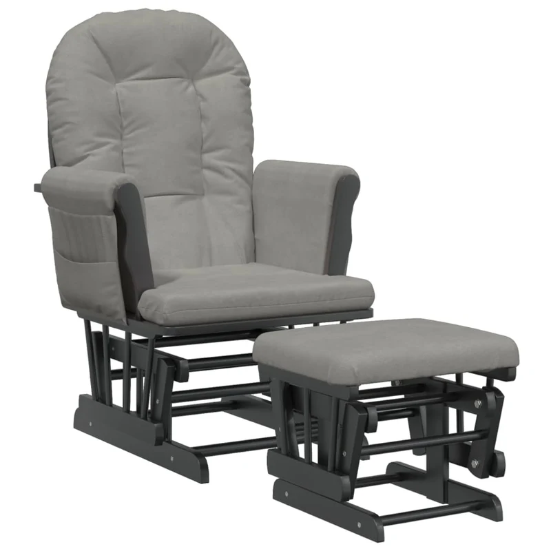 Fauteuil de relaxation chaise berçante d'allaitement avec repose-pieds en tissu gris DEC028739