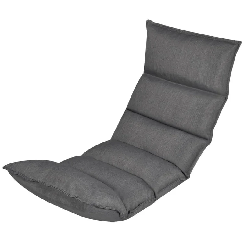 Chaise longue pliable de sol en tissu gris DEC028701