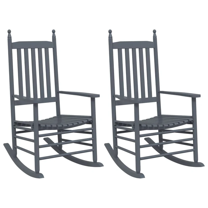 Lot de 2 chaises à bascule sièges incurvés en bois de peuplier gris DEC029138